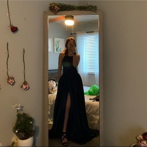 windsor navy silky prom dress, size 2 (?)